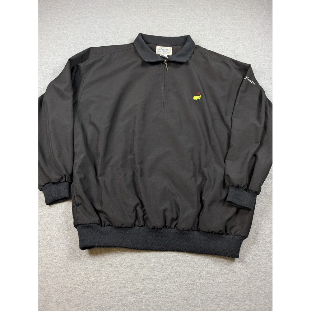 Masters Collection Mens Black Augusta Quarter Zip Golf Windshirt Jacket Large